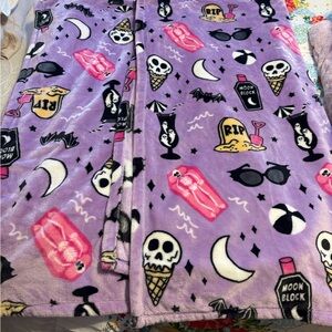 Lavender Halloween Graphic Plush Throw